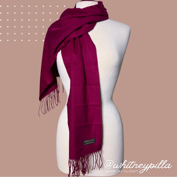 Amicale Cashmere Accessories - Amicale Fuchsia 100% silk scarf with fringe detail - EUC